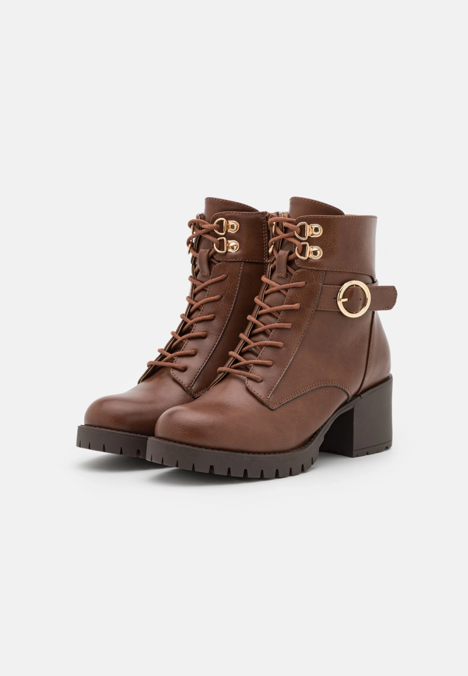 Lace-Up Ankle Boots - Cognac - Image 3