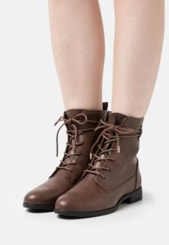 Anna Field Lace-Up Ankle Boots - Dark Brown