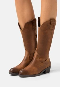 Anna Field Cowboy/Biker Boots - Brown