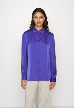 Anna Field Button-Down Blouse - Dark Blue
