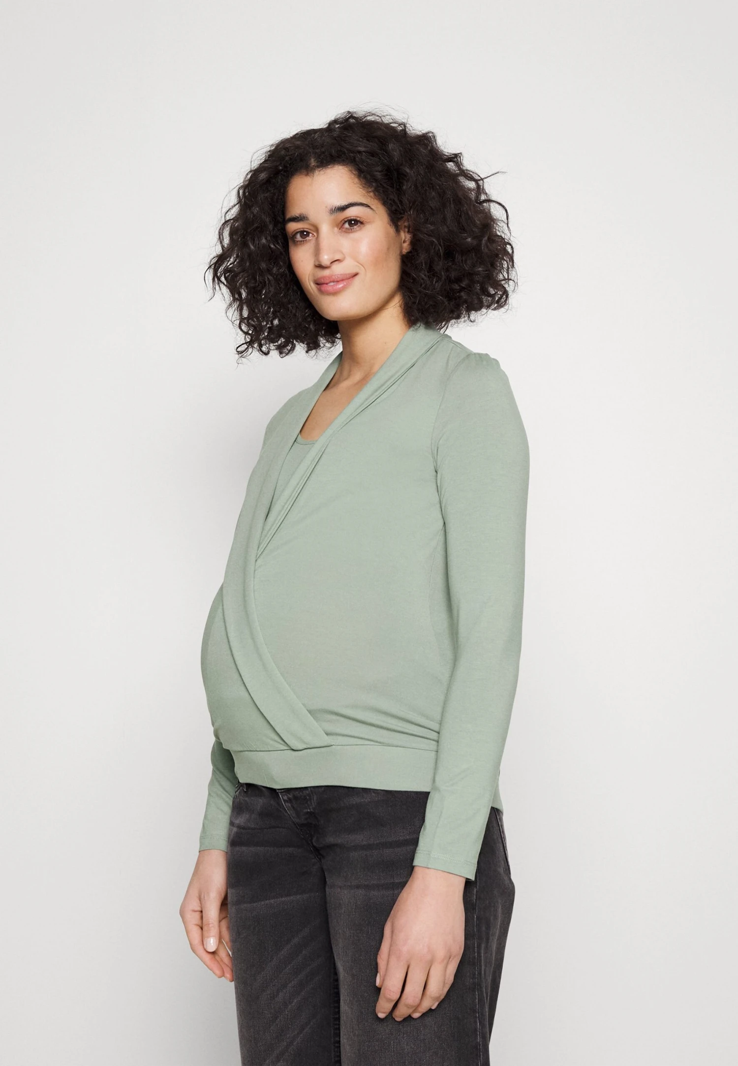 Circ Nursing Wrap Over Long Sleev - Long Sleeved Top - Light Green