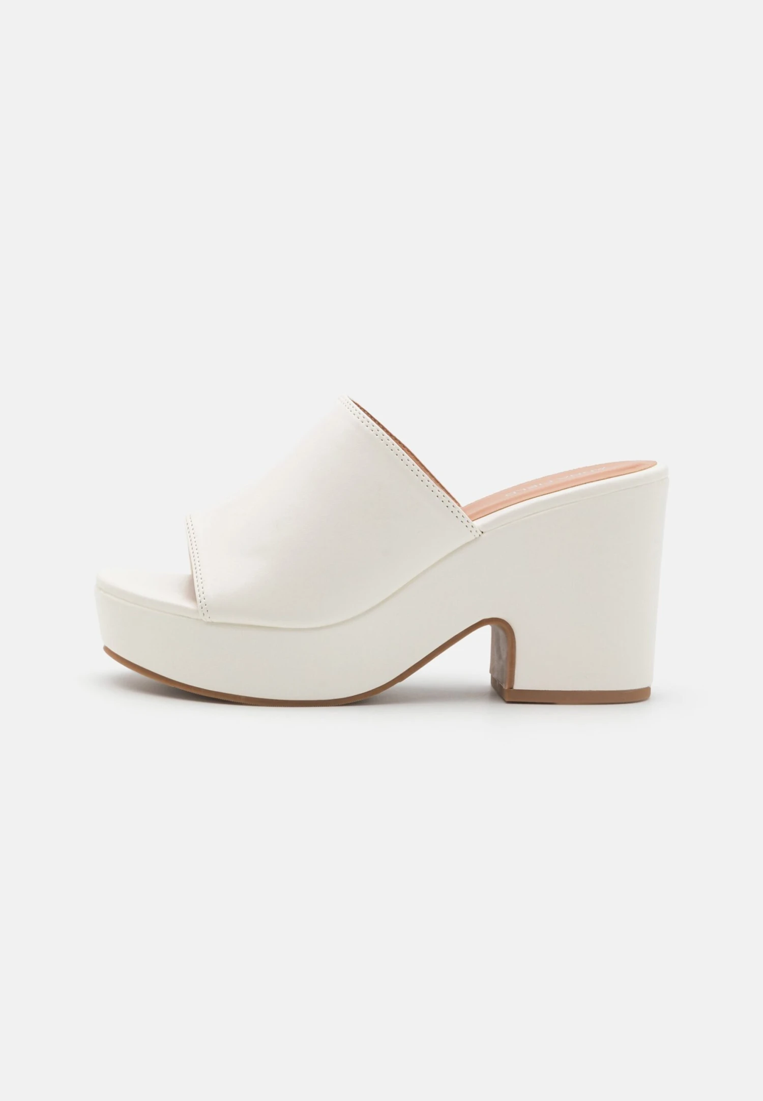 Wide Fit - Heeled Mules -White - Image 2