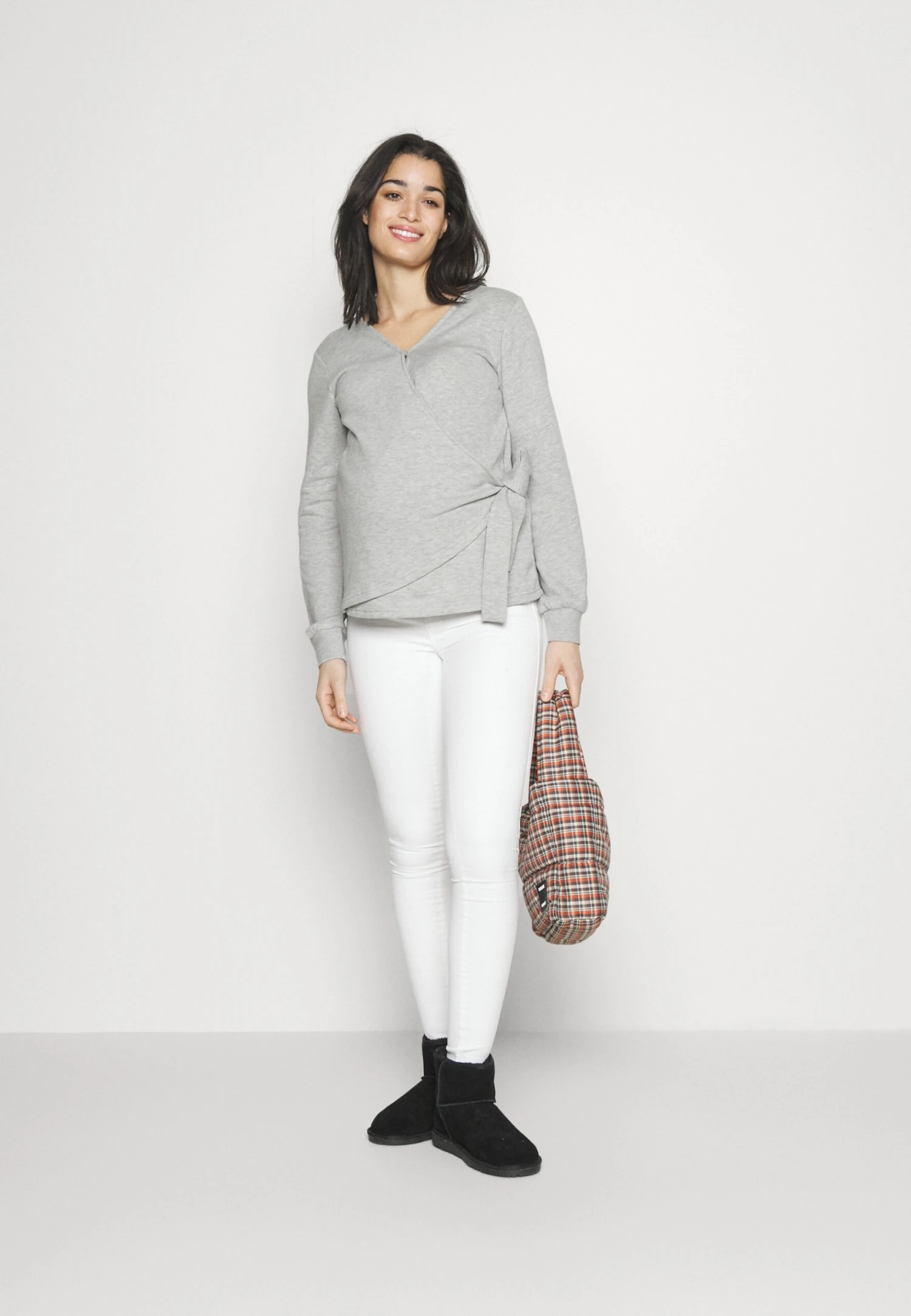 Zip-Up Sweatshirt - Mottled Light Grey - Image 2