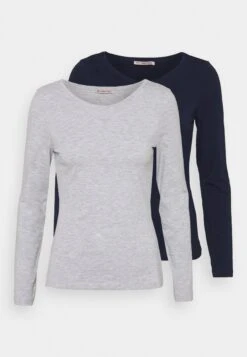 Anna Field 2 Pack - Long Sleeved Top - Dark Blue/Mottled Light Grey