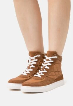Anna Field Leather - High-Top Trainers - Cognac
