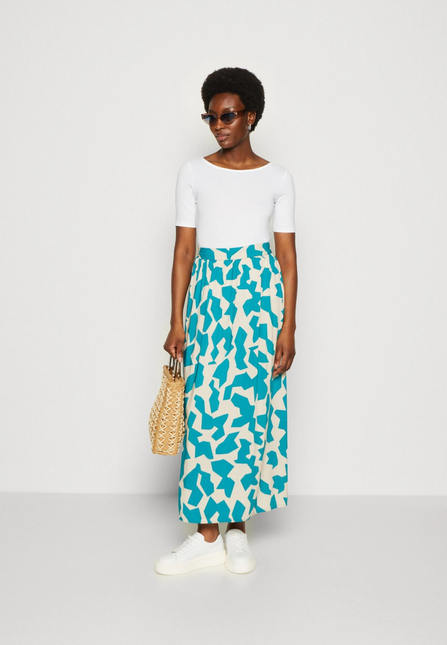 Anna Field Print T-Shirt - Light Blue/White