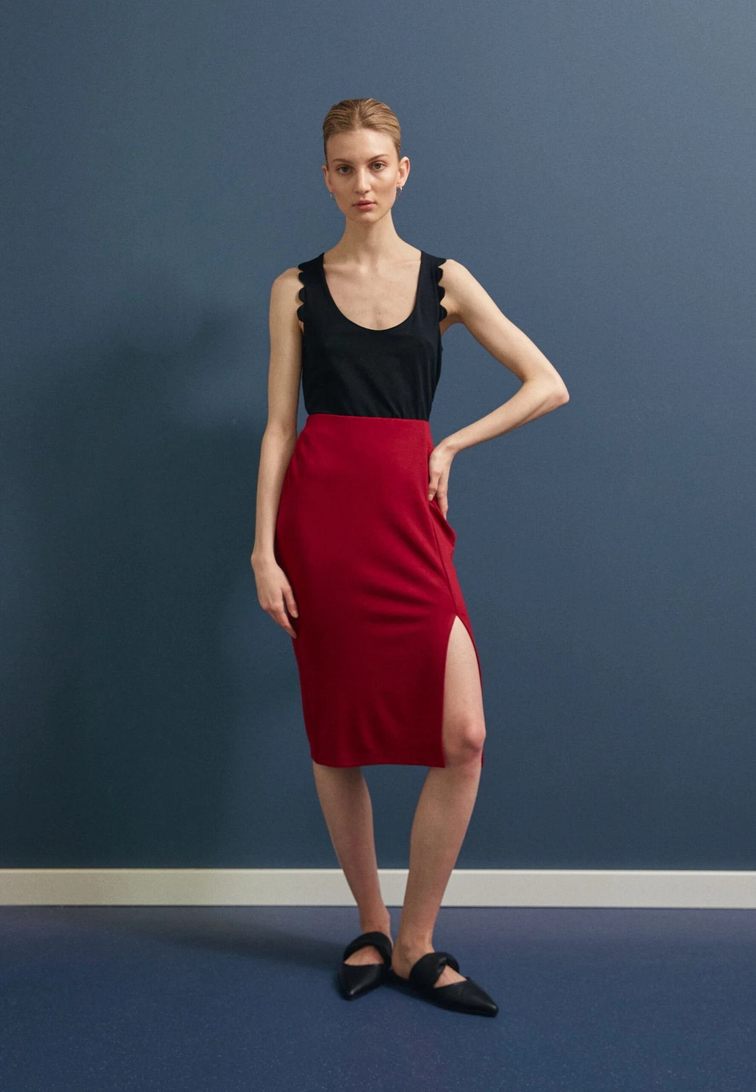 Anna Field Pencil Skirt - Dark Red - Image 2