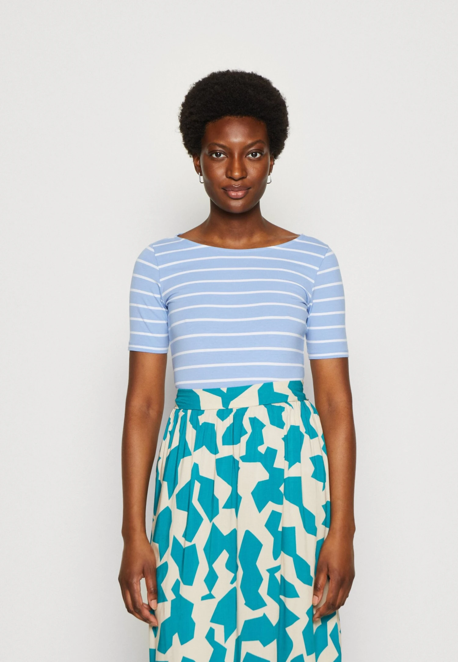 Anna Field Print T-Shirt - Light Blue/White - Image 4