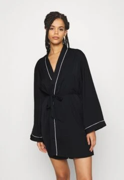 Anna Field Amanda Satin Dressing Gown - Dressing Gown - Black