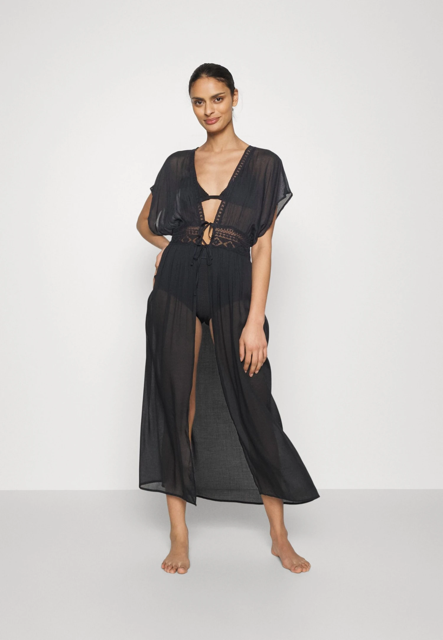 Anna Field Embroidered Cover Up/ 802 - Black - Beach Accessory - 802 - Black - Image 2