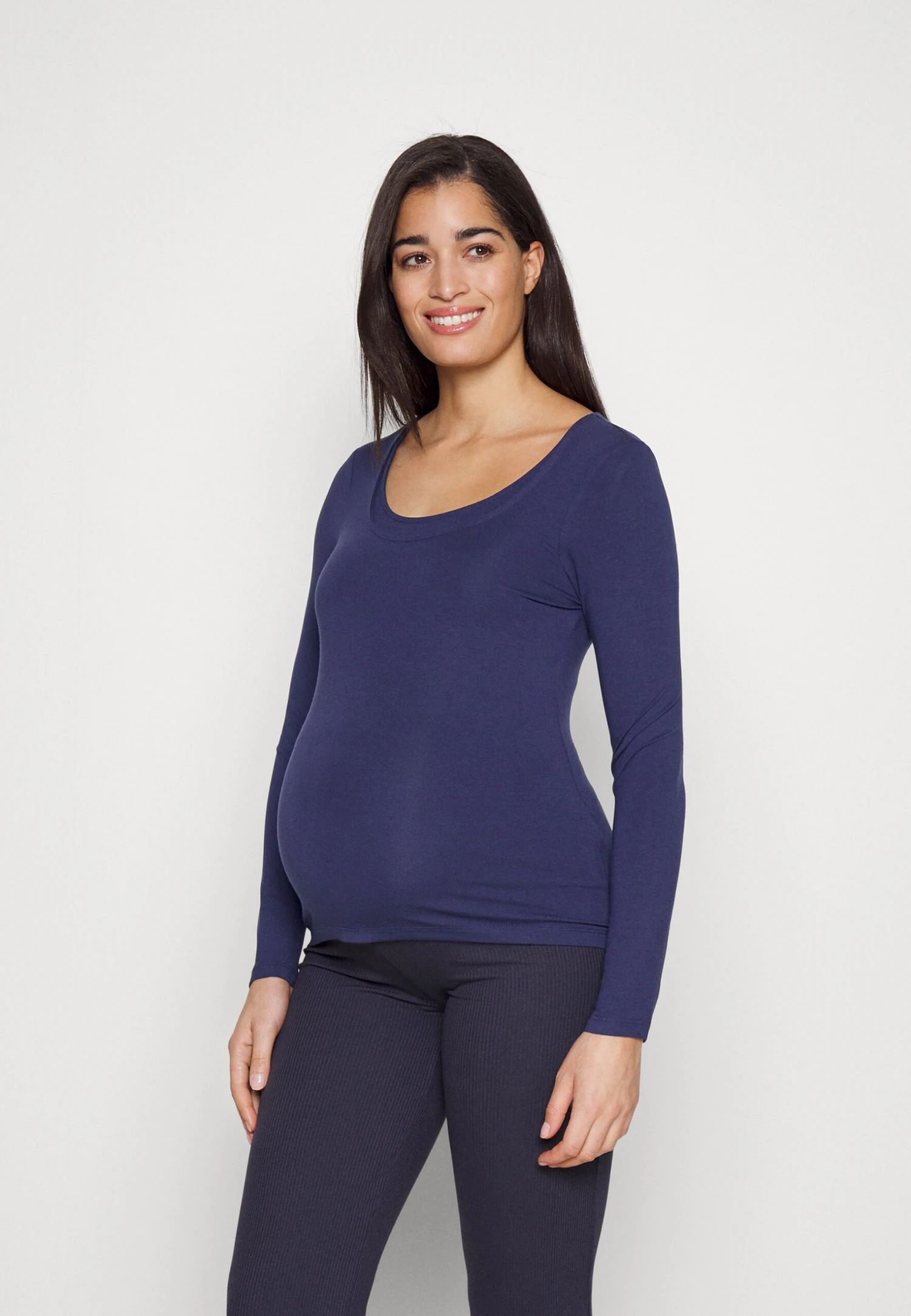 Maternity Basic Longsleeve 2 Pack - Long Sleeved Top - Blue/White - Image 4