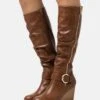 Anna Field Wedge Boots - Cognac