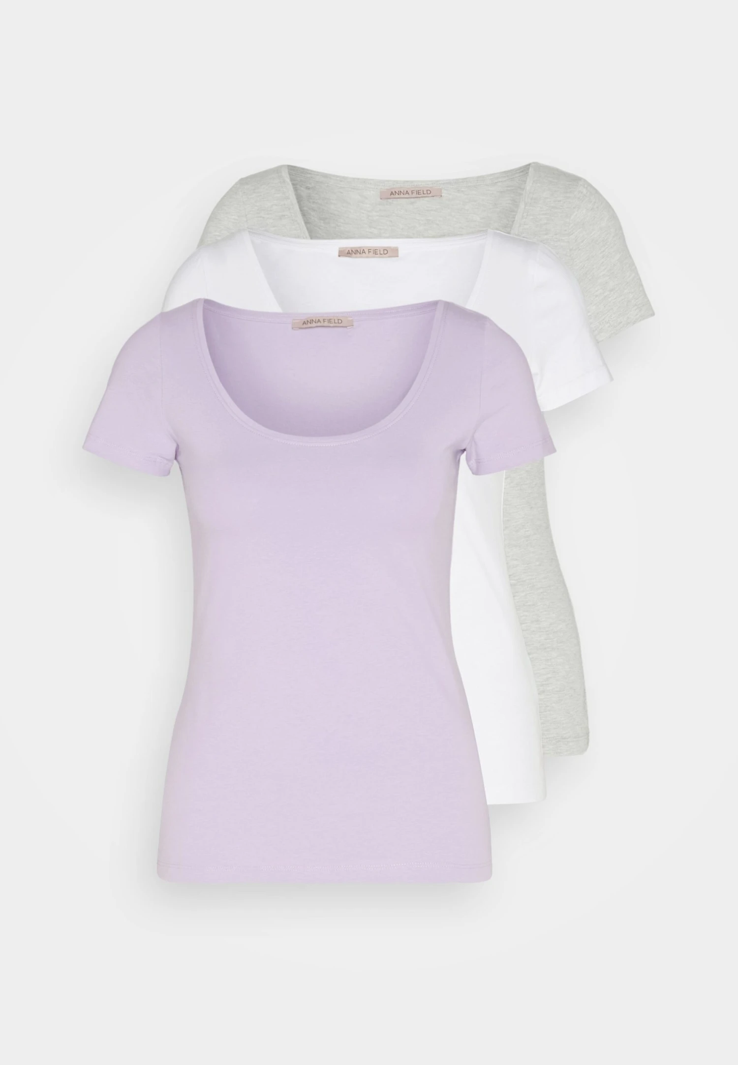 Anna Field 3 Pack - Basic T-Shirt - Purple/White/Mottled Light Grey - Image 7