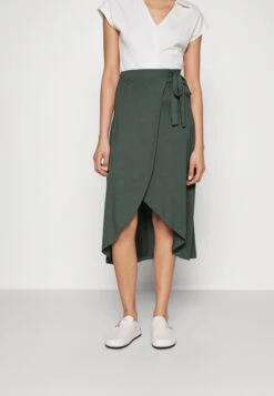 Anna Field Basic Wrap Over Midi Skirt- A-Line Skirt - Light Green