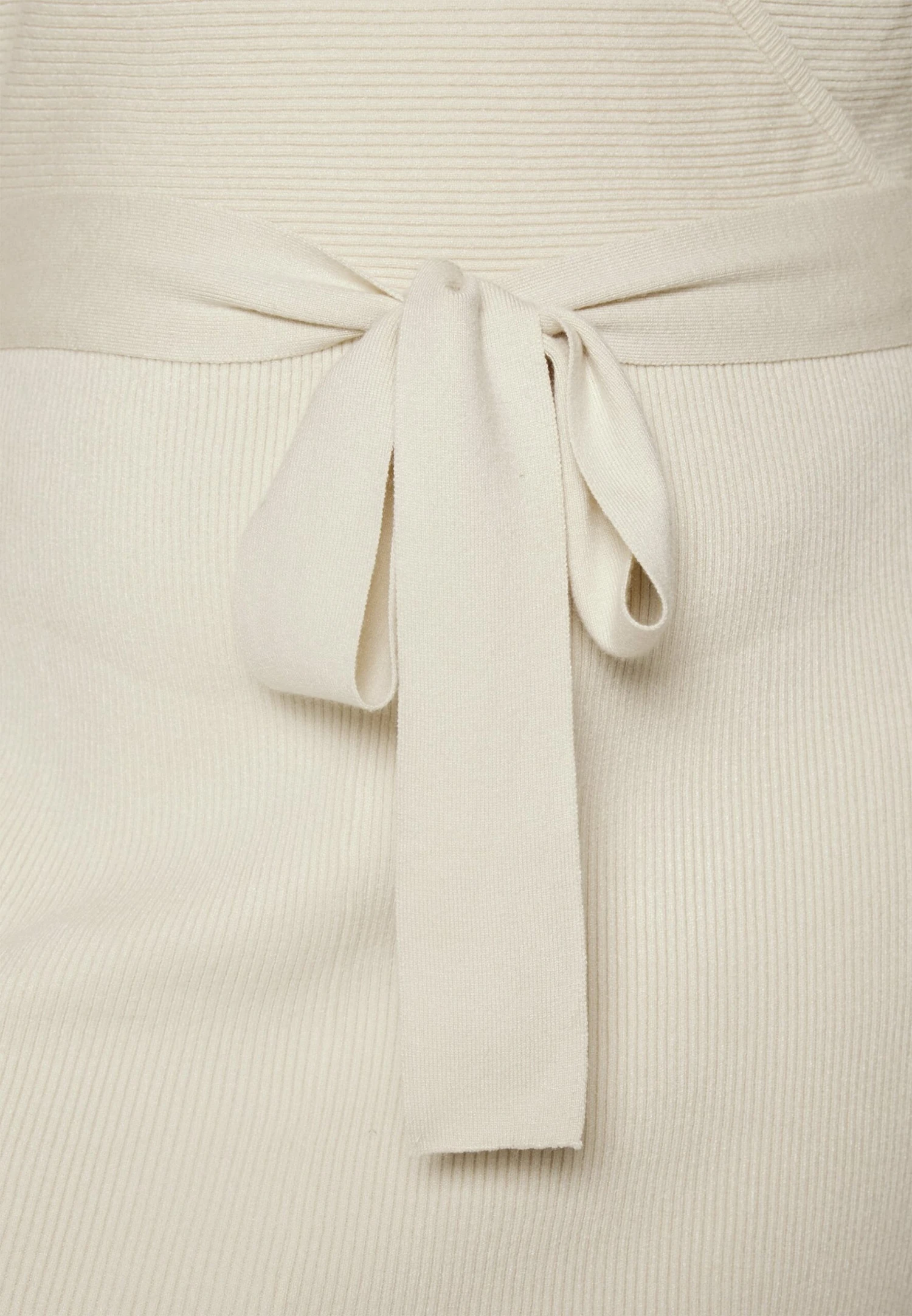 Wrap V Ausschnitt Mini Strickkleid Mit Gürtel - Jumper Dress - Off White - Image 5